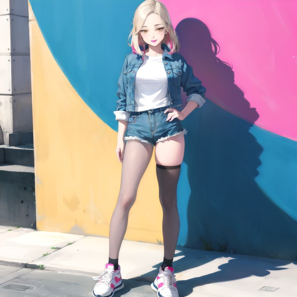 デニムファッションを着たギャル