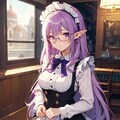 おしゃかわ紫髪眼鏡エルフちゃんメイド 3枚目