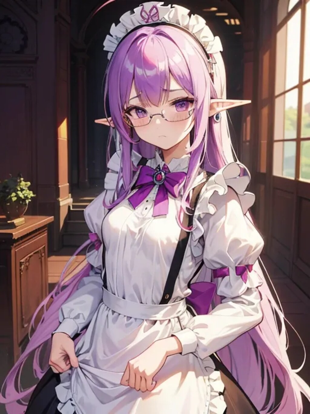 おしゃかわ紫髪眼鏡エルフちゃんメイド