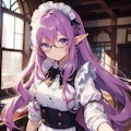 おしゃかわ紫髪眼鏡エルフちゃんメイド 2枚目
