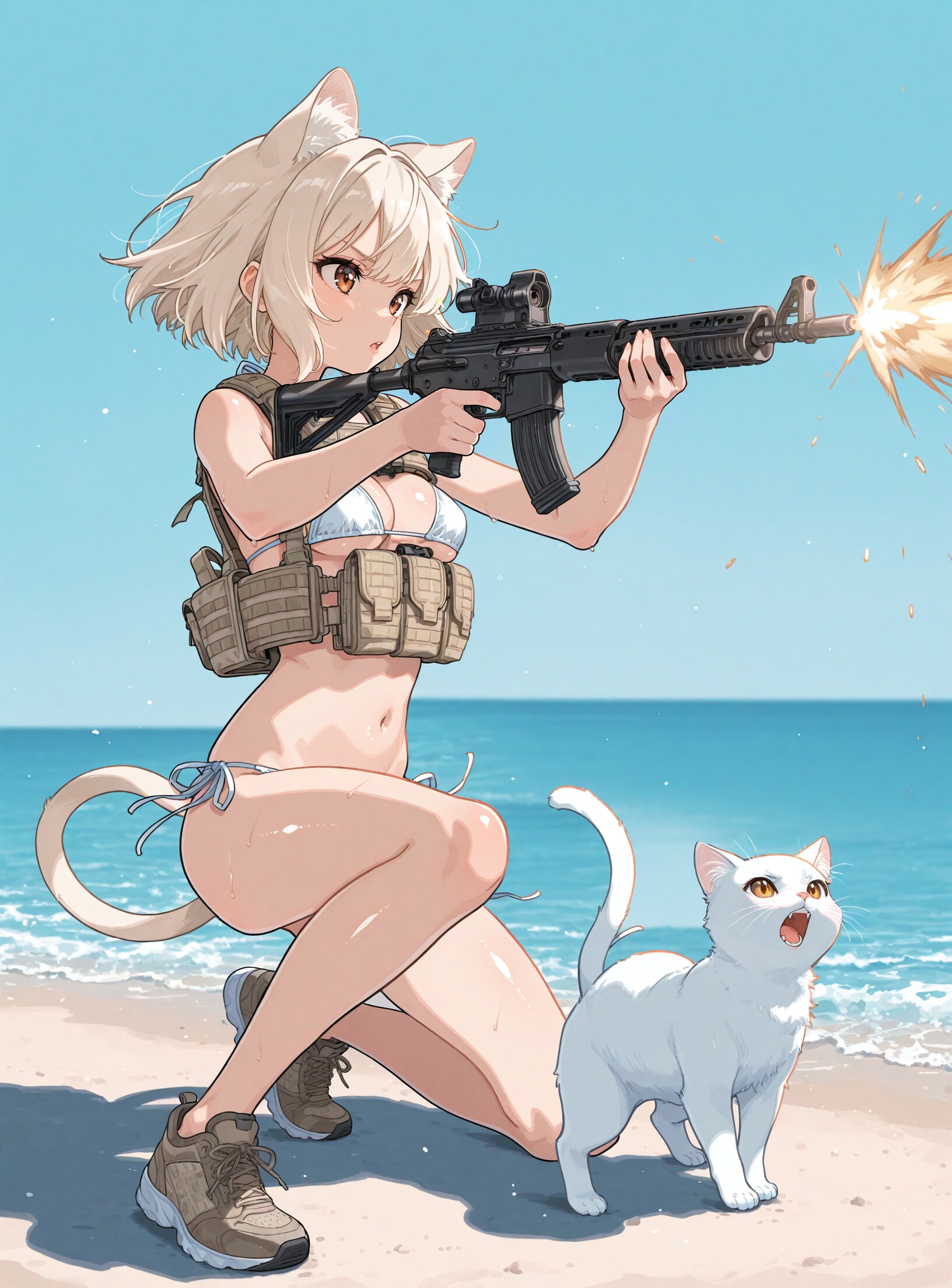 ネコ耳メイド防衛隊 ビーチでの戦闘