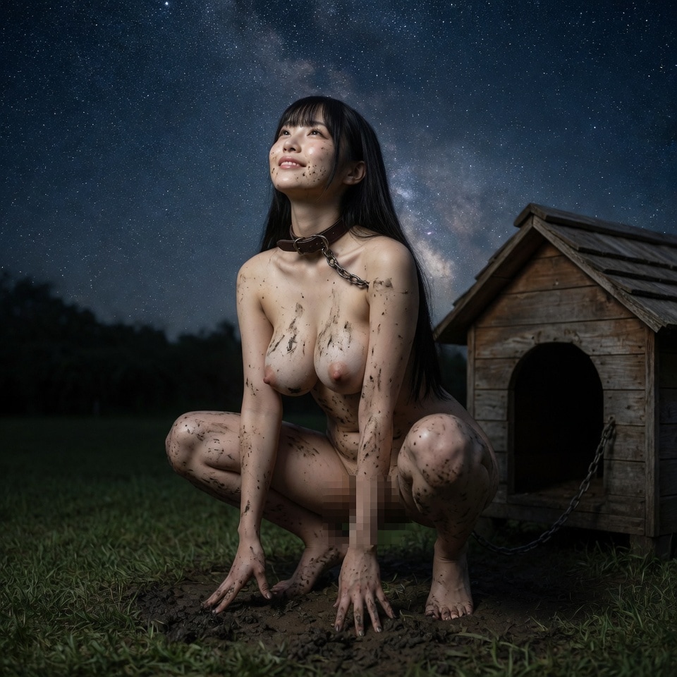 星空を見る犬