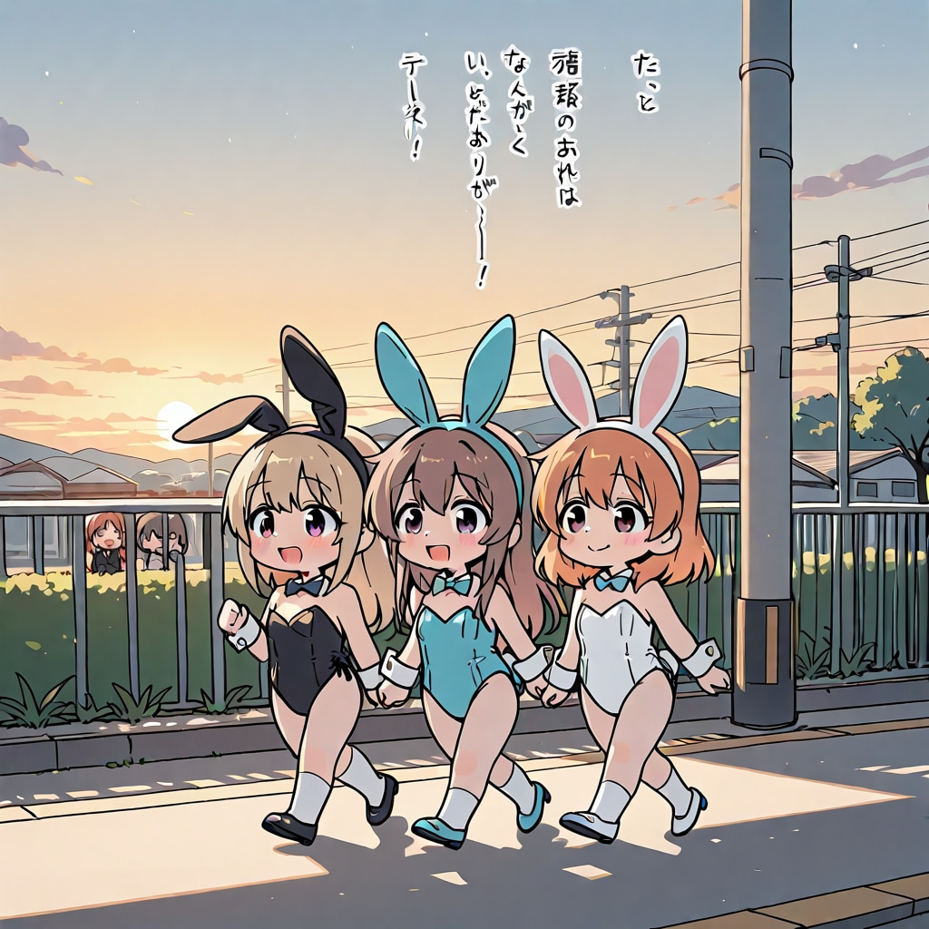 バニーガールたちの帰り路 | の人気AIイラスト・グラビア