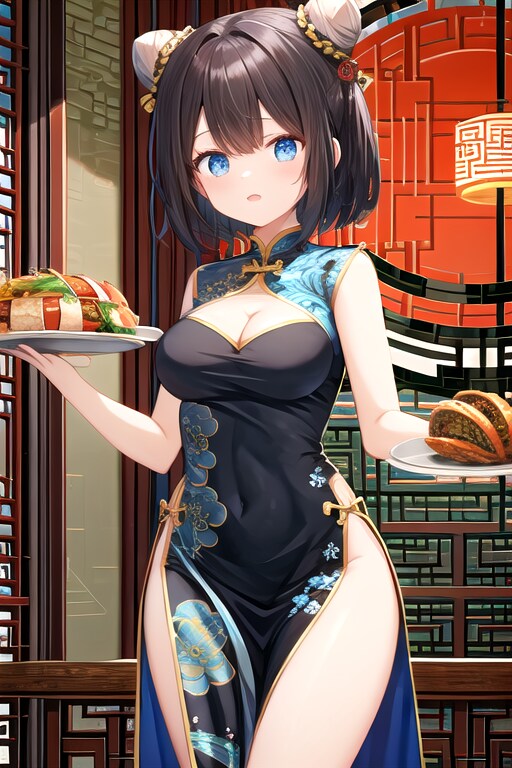 お家のお手伝いをする女の子(商店街の中華料理店) | の人気AIイラスト・グラビア