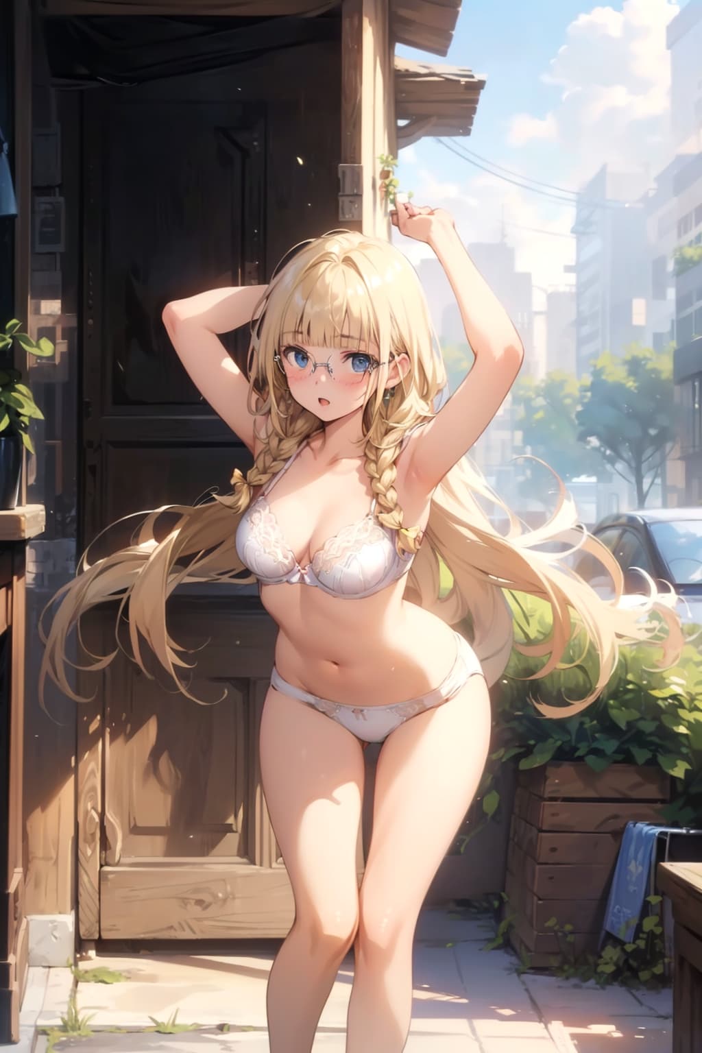 下着の眼鏡っ娘
