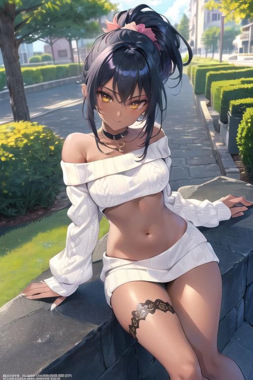 肩出しセーター美女イラスト