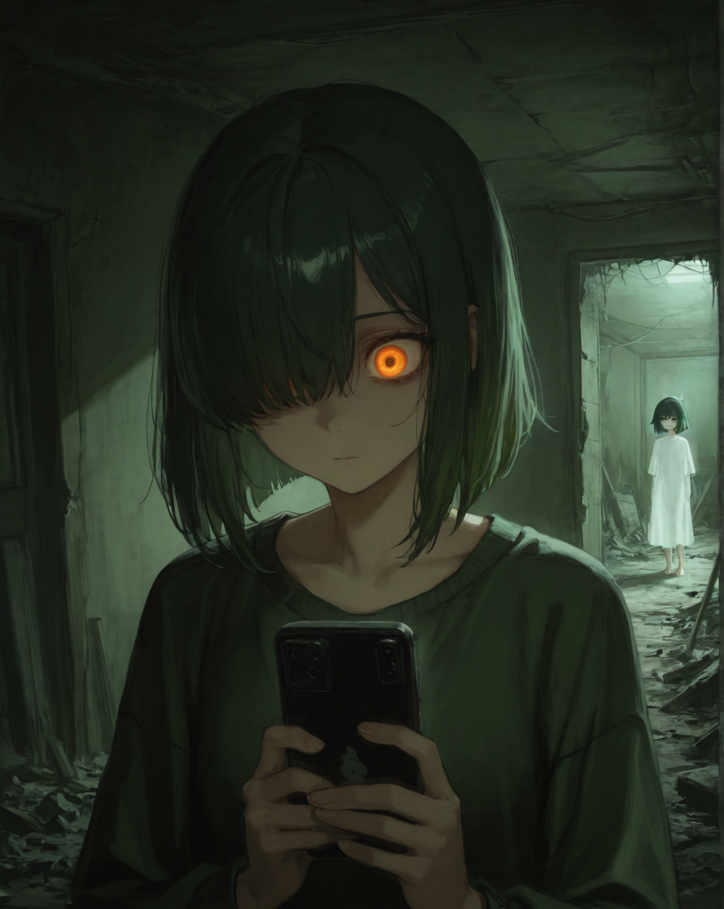 目隠れボブ子、心霊アプリで廃虚探索