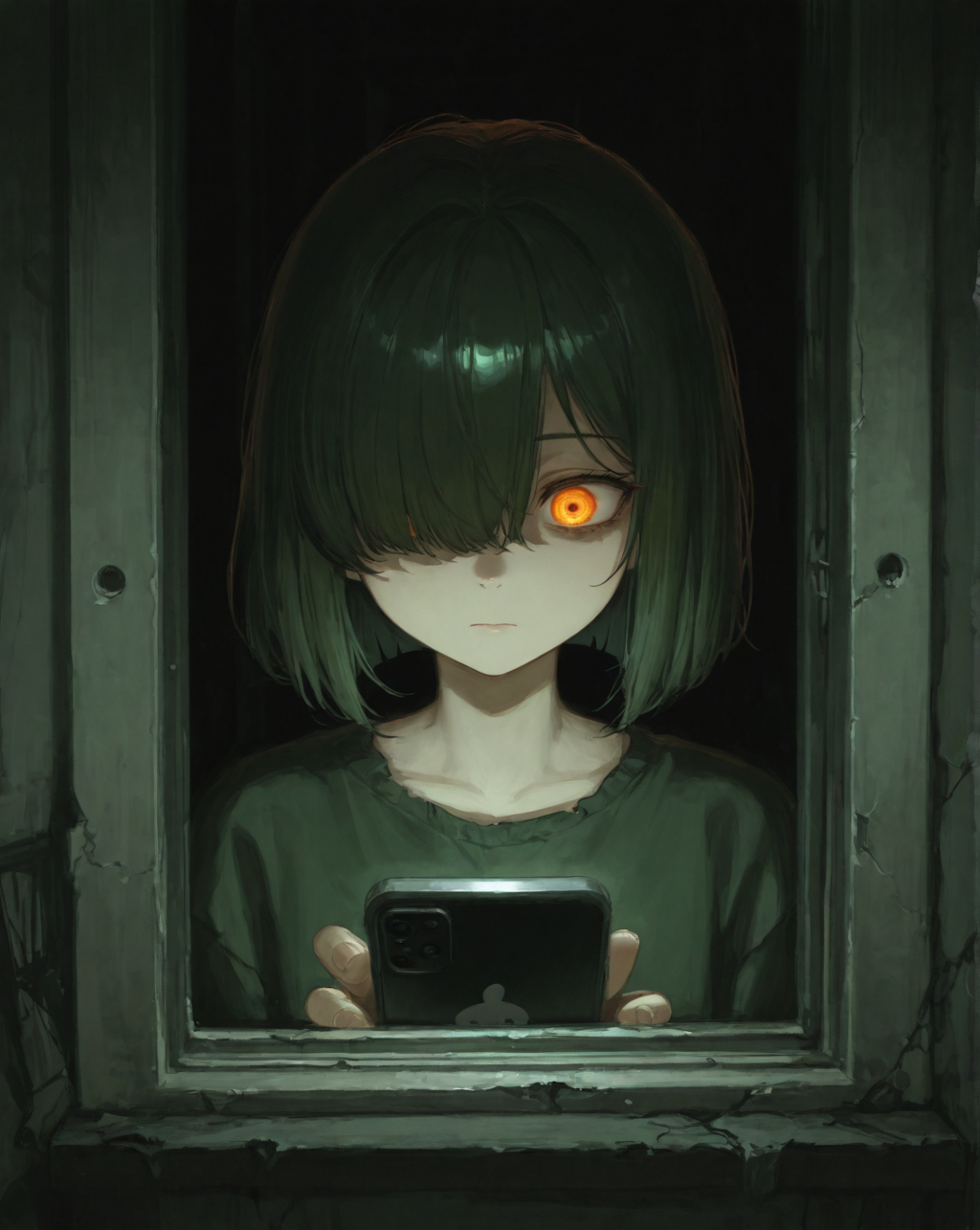 目隠れボブ子、心霊アプリで廃虚探索