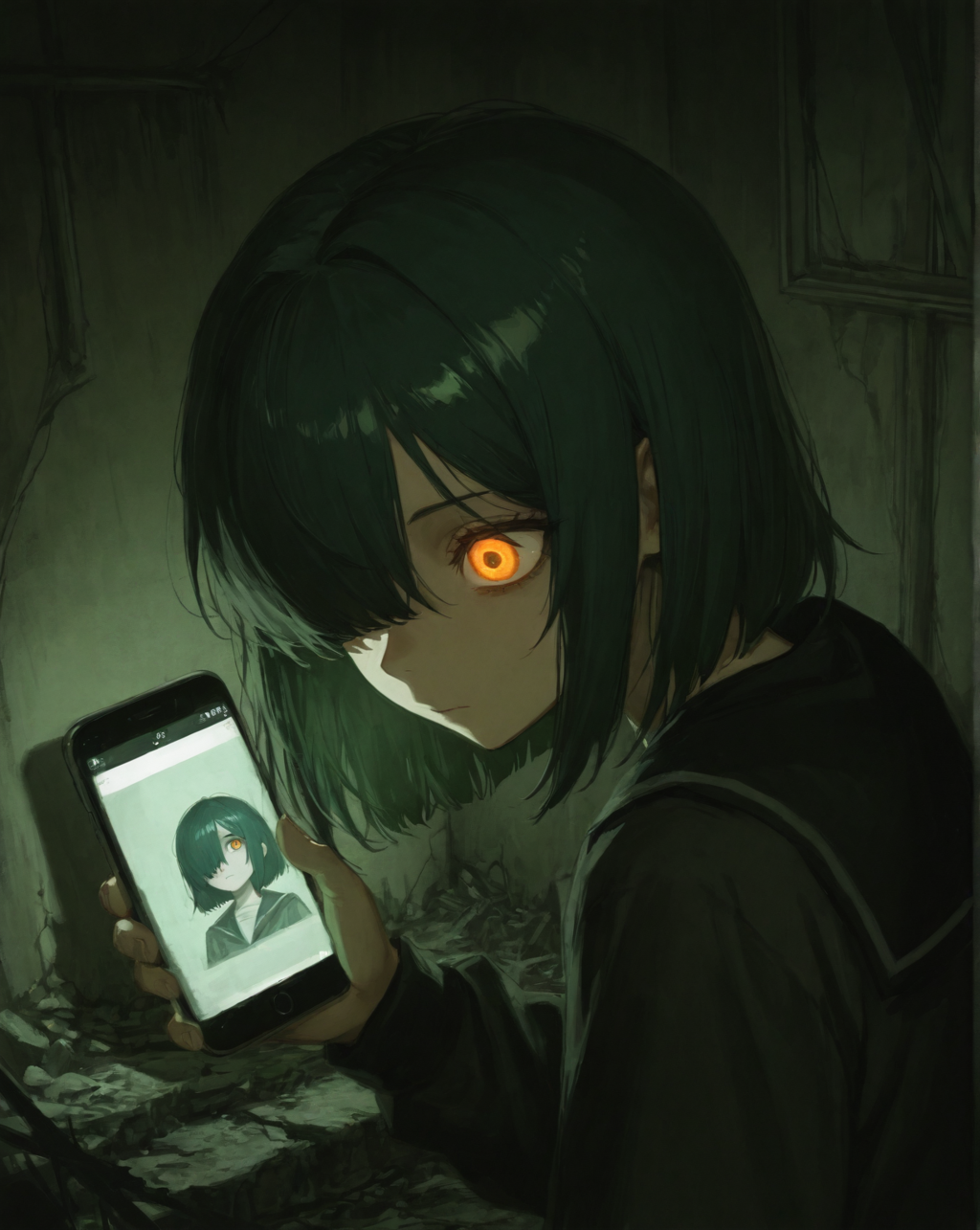 目隠れボブ子、心霊アプリで廃虚探索