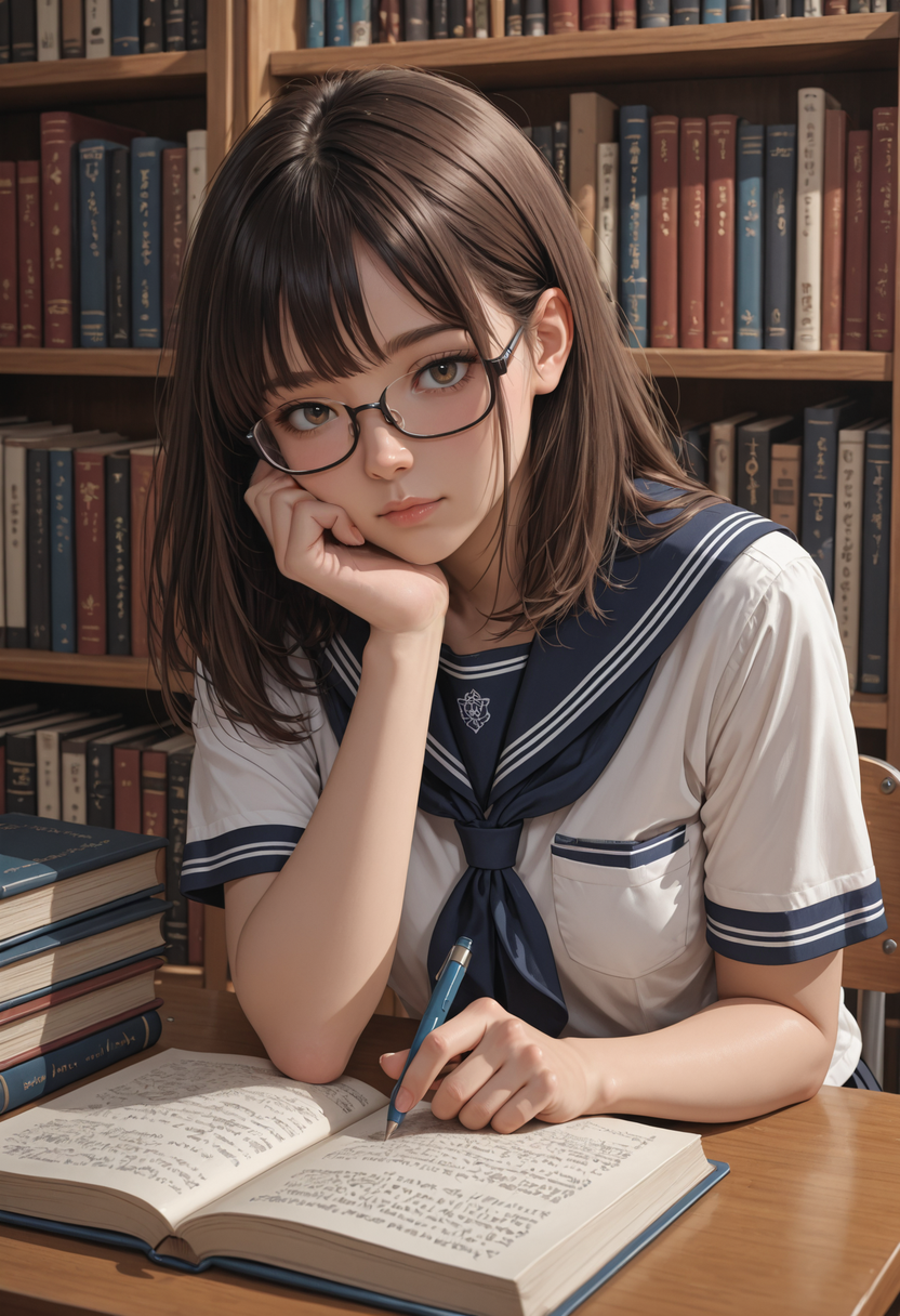 メガネの女子高生