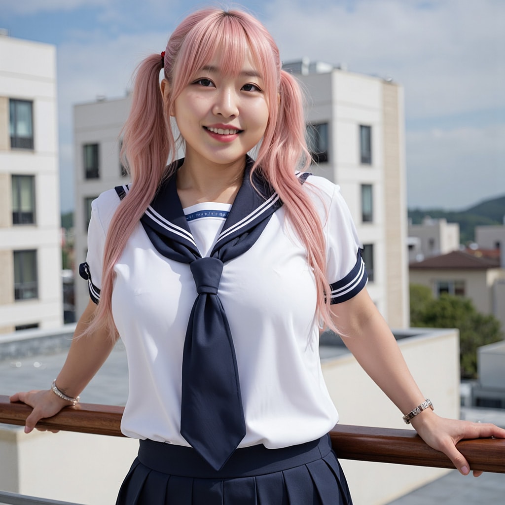 ピンク髪の女子高生１