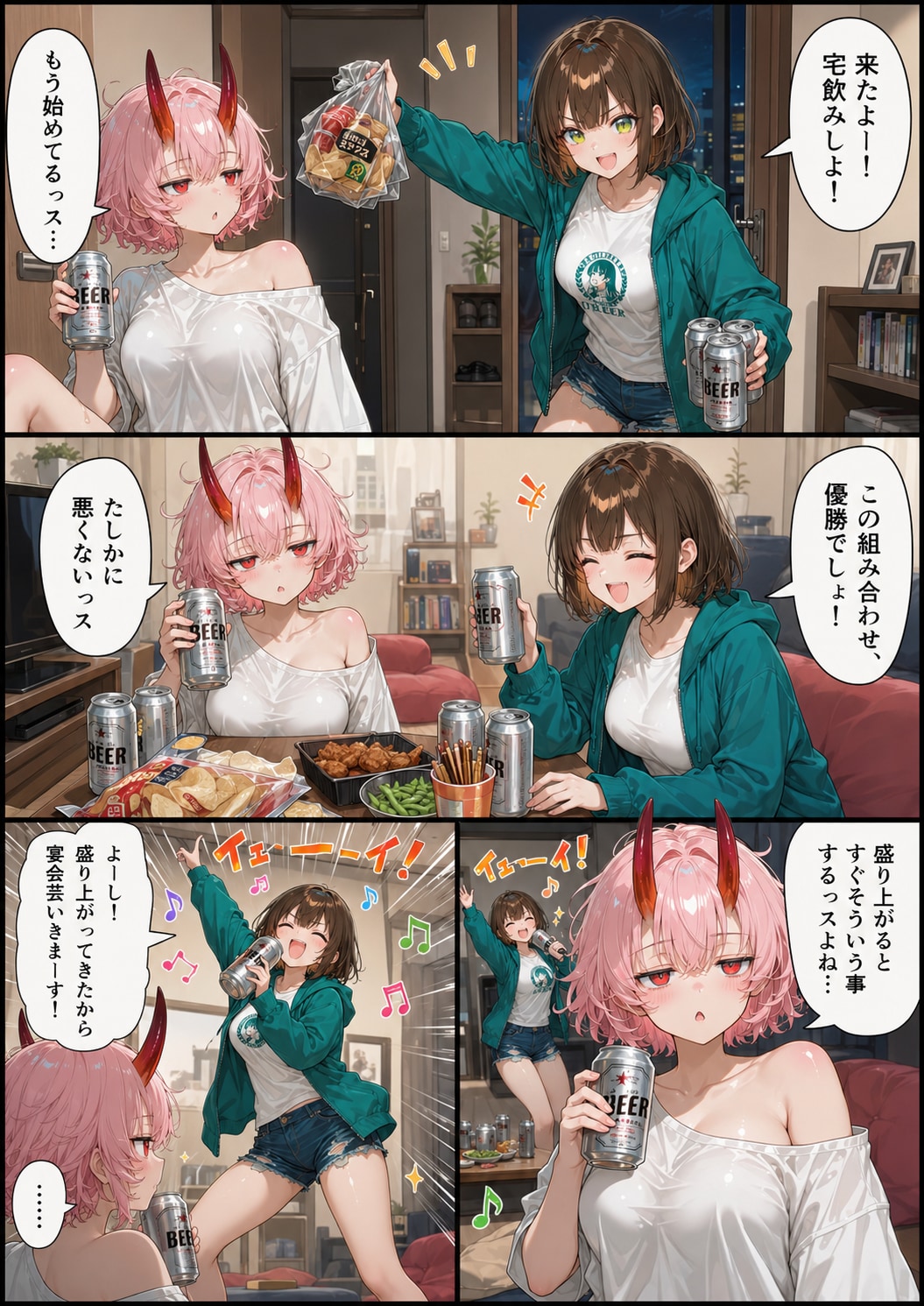 ふんわり宅飲み漫画。 | の人気AIイラスト・グラビア