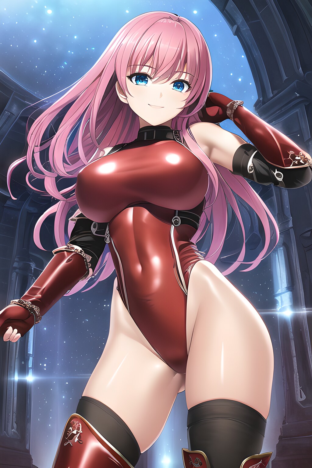 ハイレグレオタード女性集（桃髪ロングヘア編）