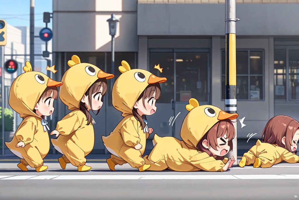 子ガモ（？）の行進