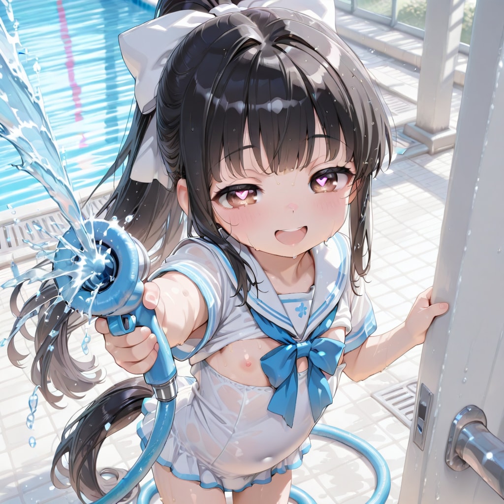 プール掃除からの水のかけ合い2