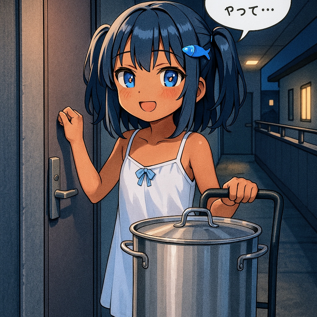 作り過ぎた料理を配るこなつちゃん