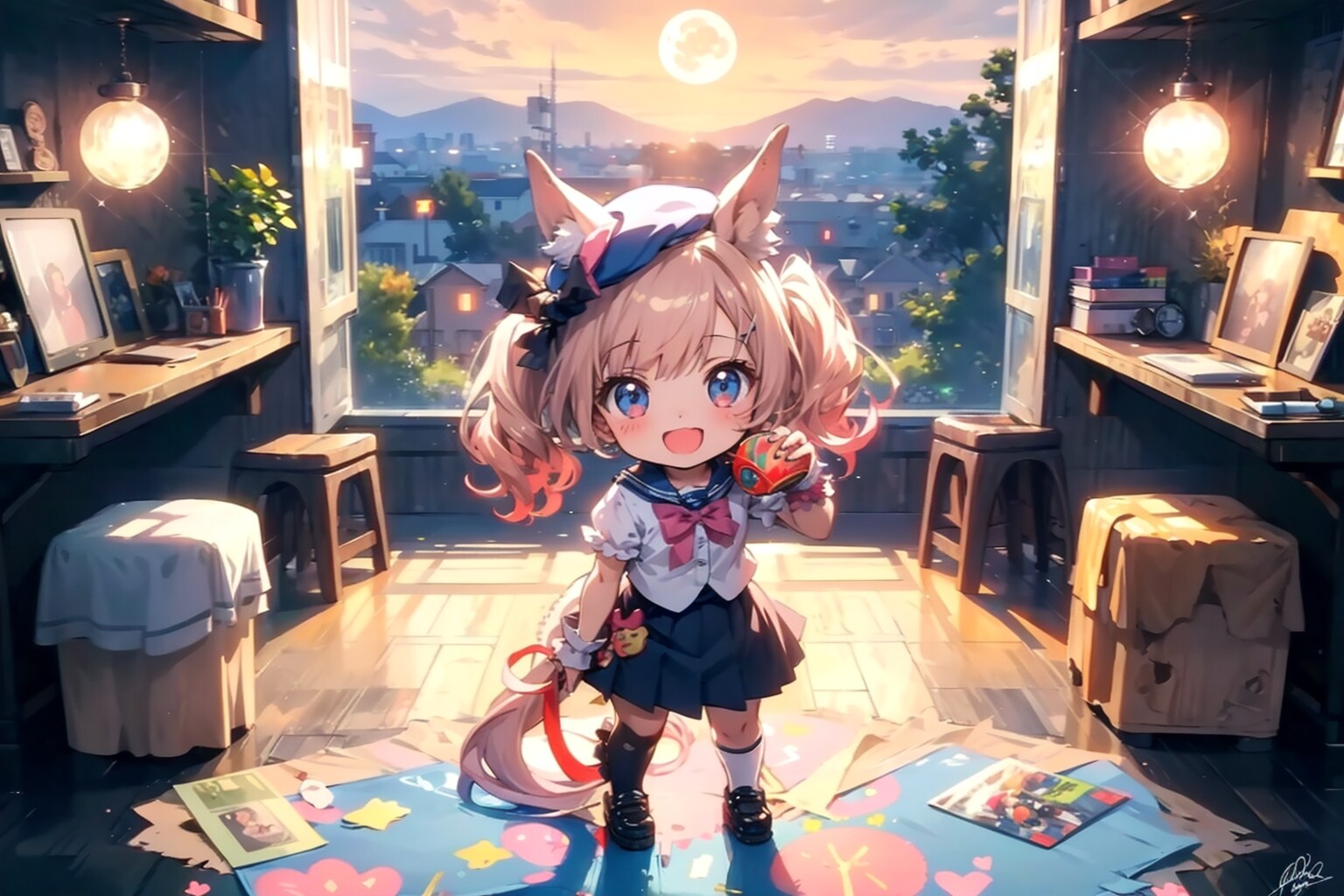 夕方頃のお月様-！。 | の人気AIイラスト・グラビア