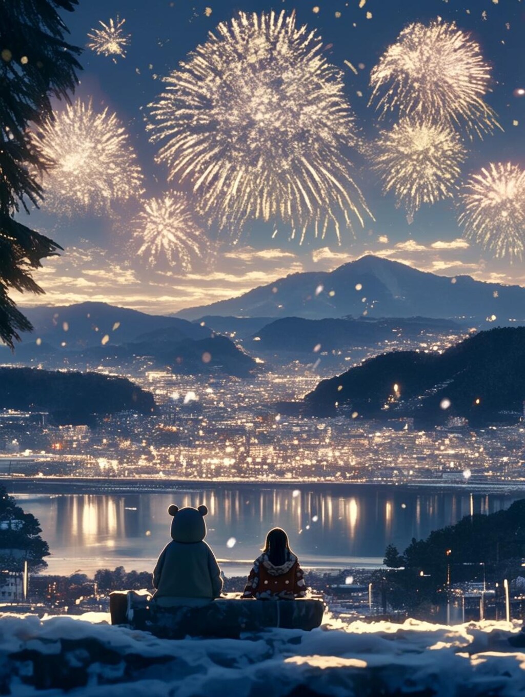 くま娘と冬の花火🐾