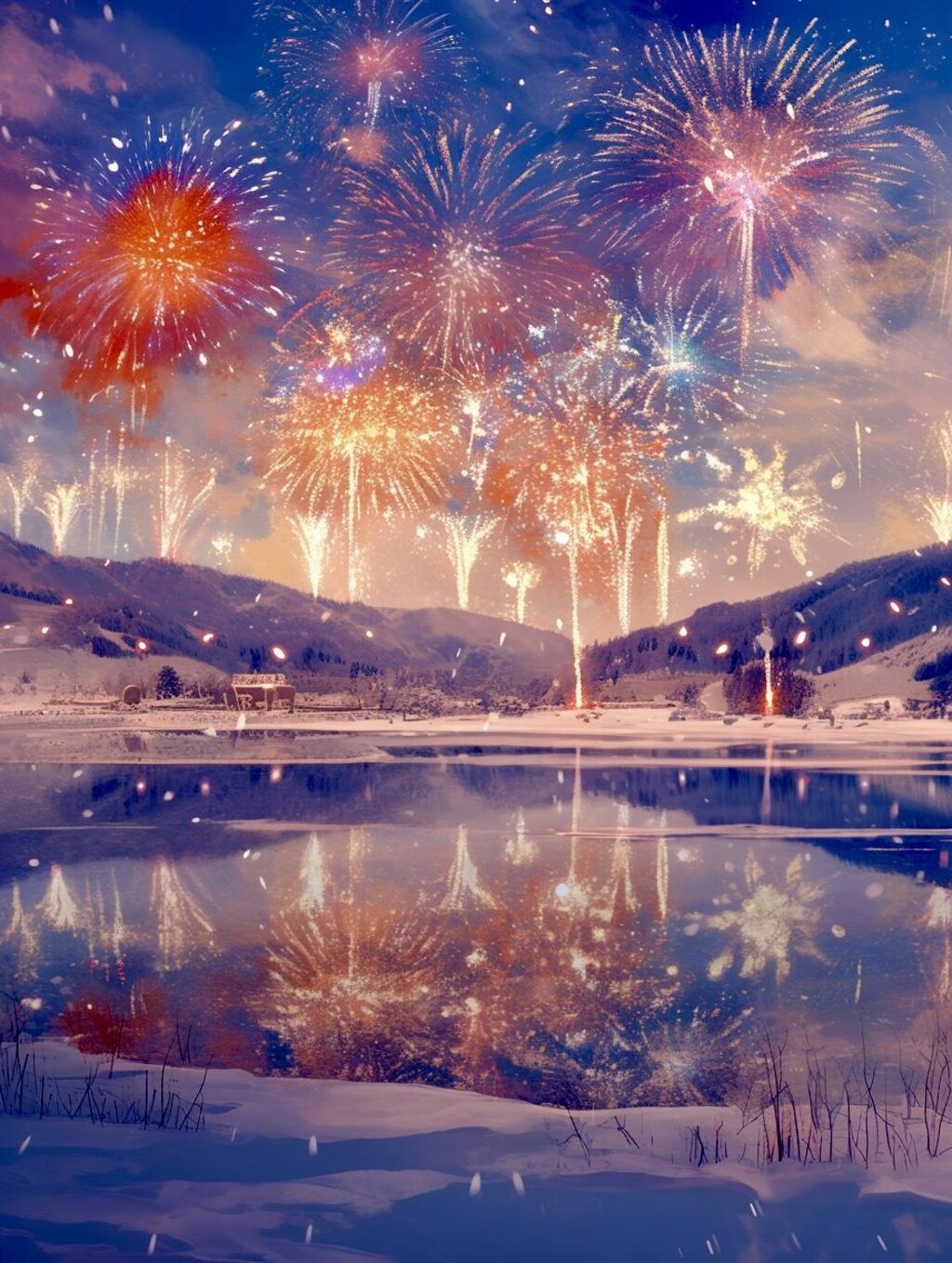 くま娘と冬の花火🐾