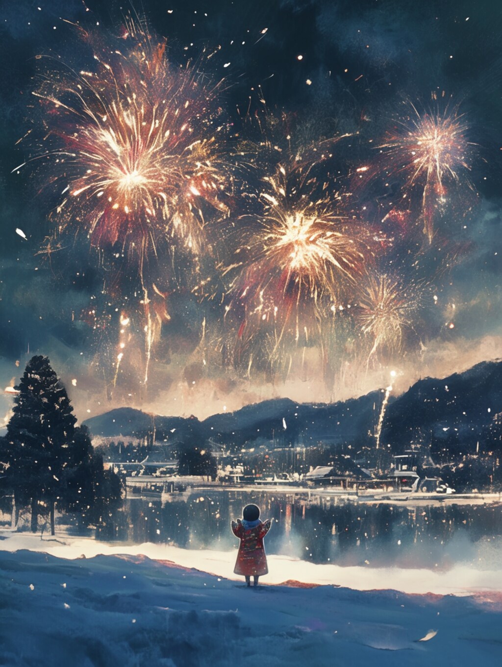 くま娘と冬の花火🐾