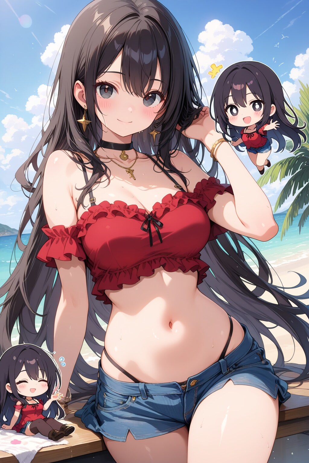海で遊ぶ玲奈ちゃん（将来像）