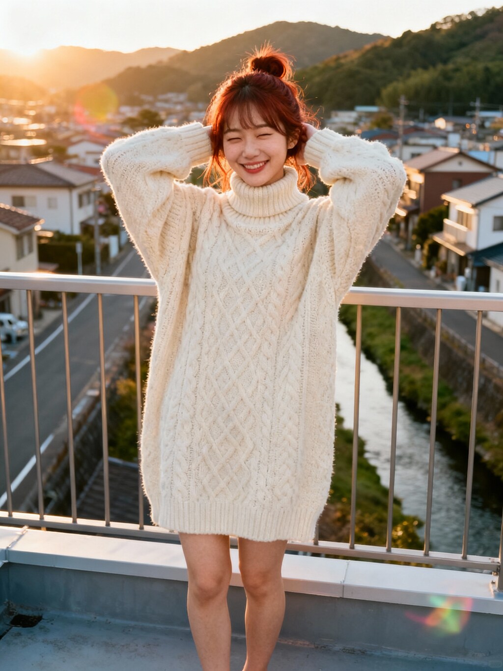 夕陽より眩しい、ふわもこセーターガール