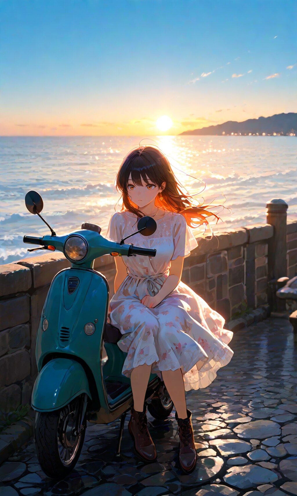 夕暮れの海で・・・