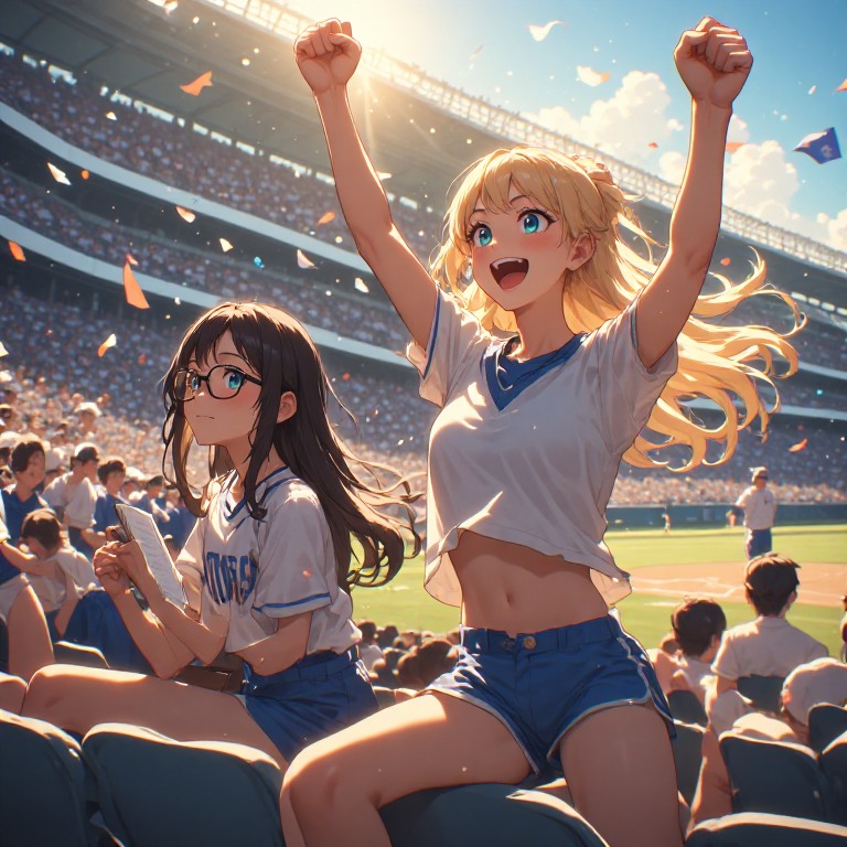 金髪ギャルと黒髪メガネ　スポーツ観戦編2