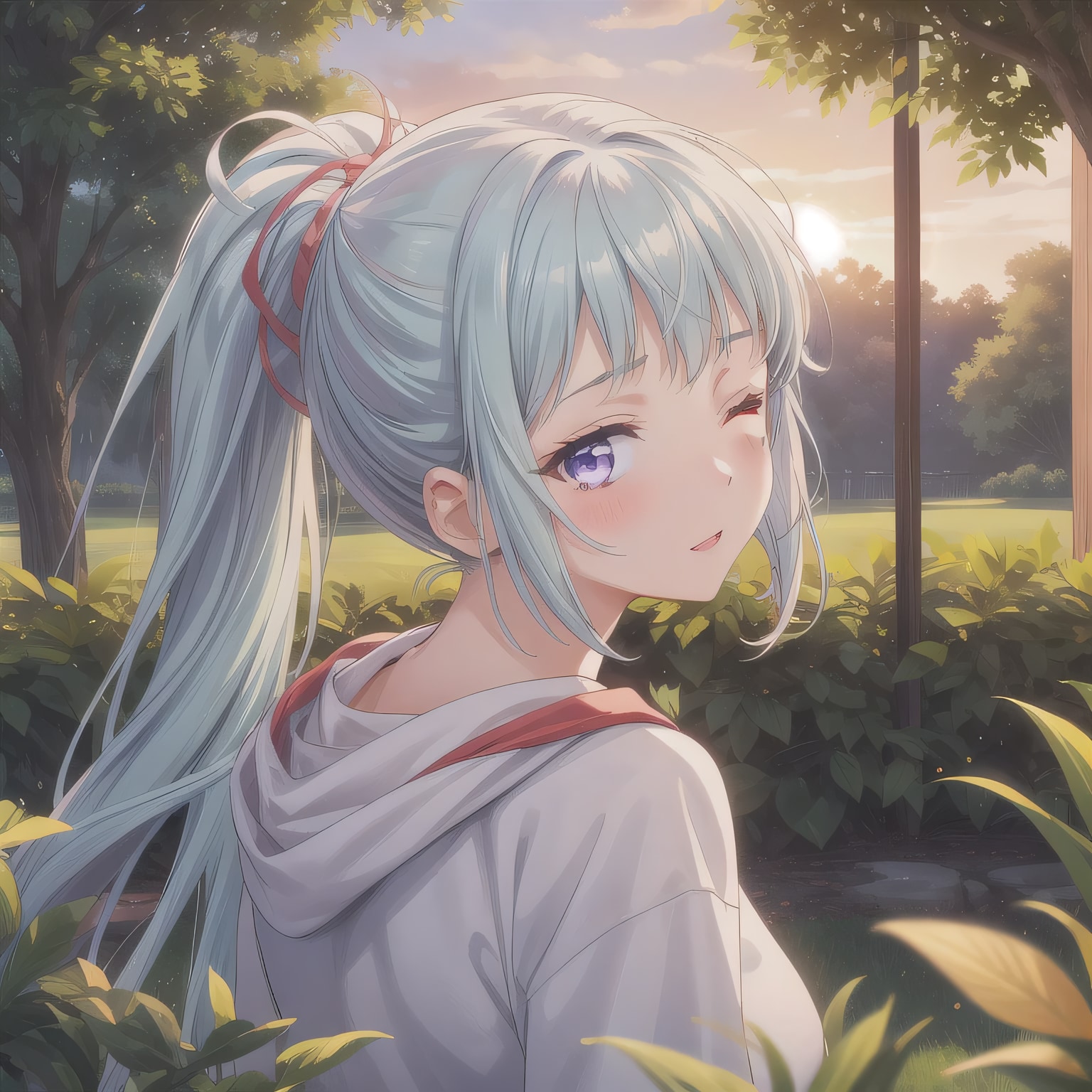 青髪ポニテの少女 | の人気AIイラスト・グラビア