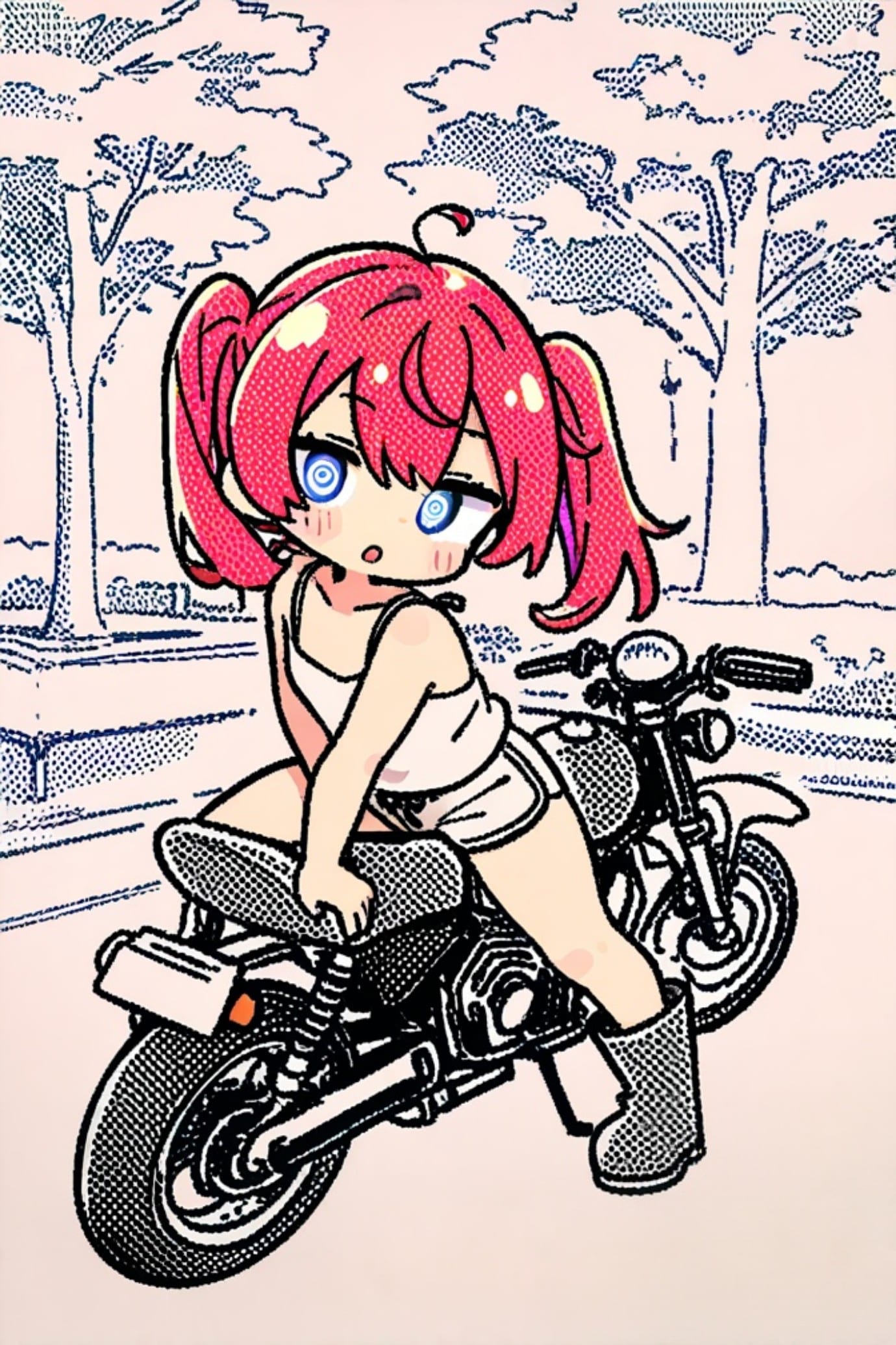 バイクと赤髪ちゃん