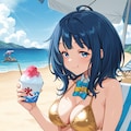 金色ビキニで色気よりも食い気の八奈見杏菜👙🏖️🍖🍧😍 2枚目