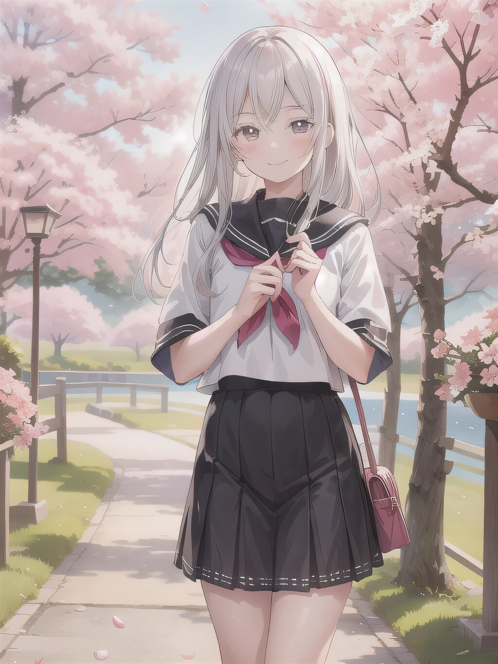 銀髪ロングでセーラー服の少女１７