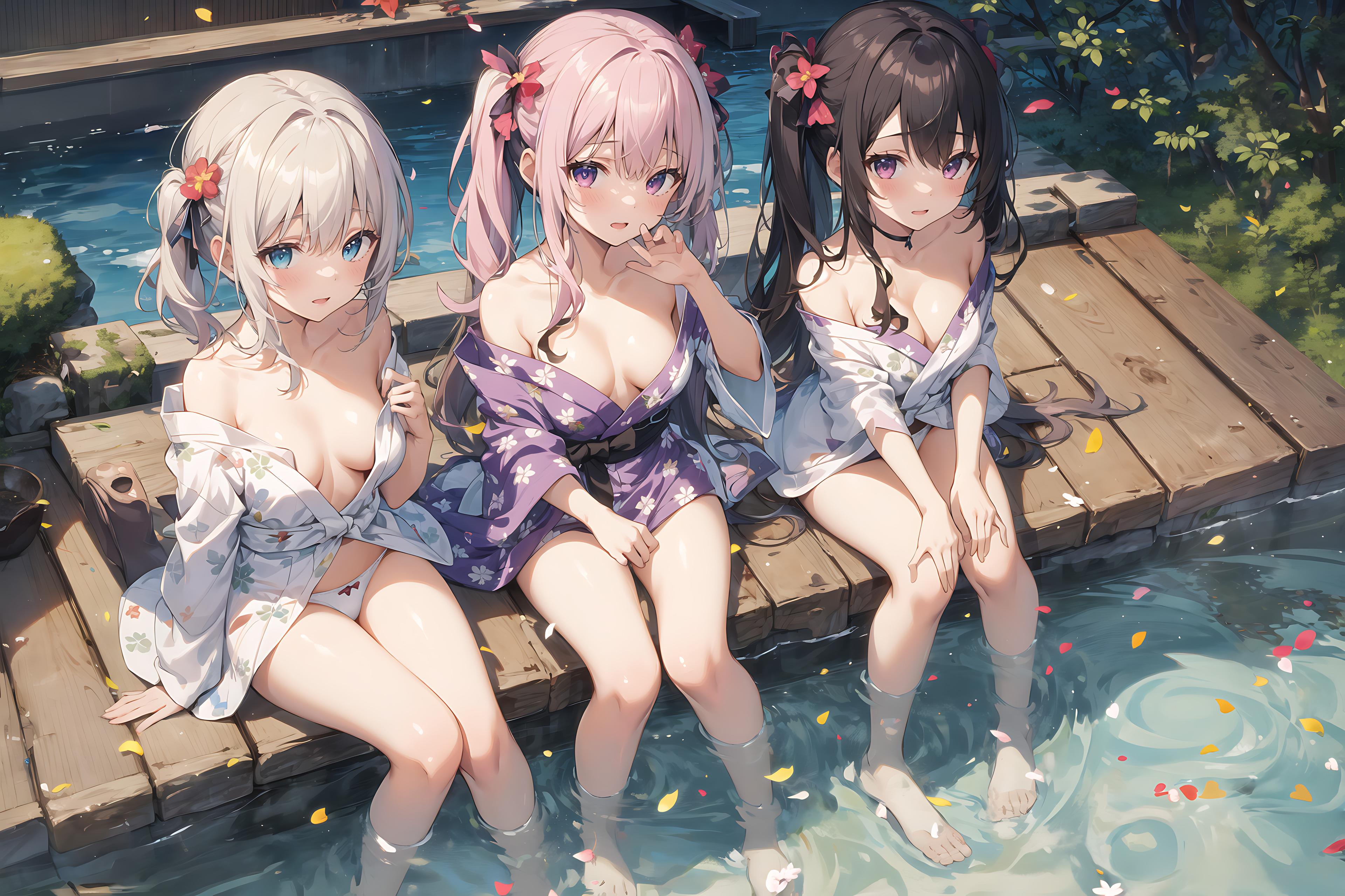 足湯×美少女