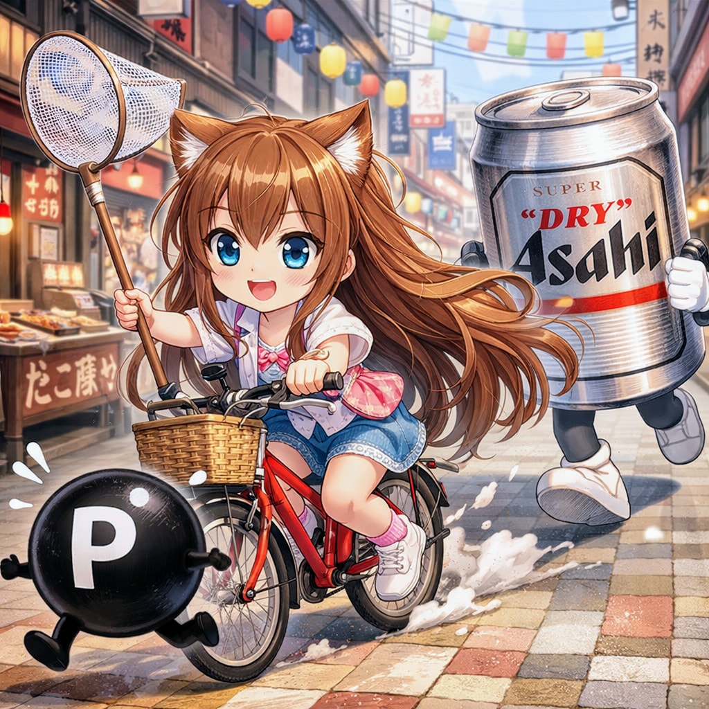 商店街に逃げた点Pを捕まえたい小さな女の子