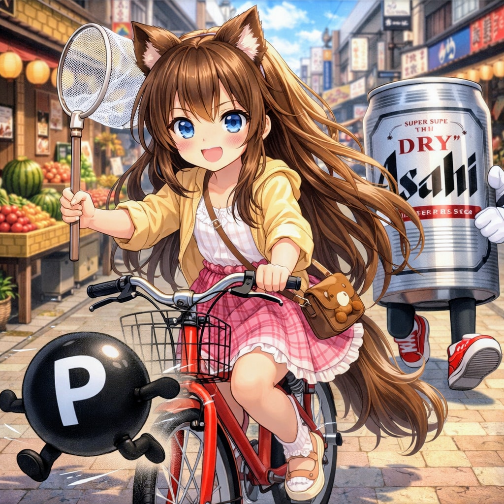 商店街に逃げた点Pを捕まえたい小さな女の子