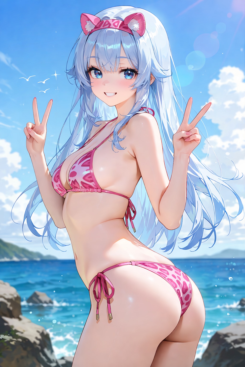 ピンクレオパードの夏猫