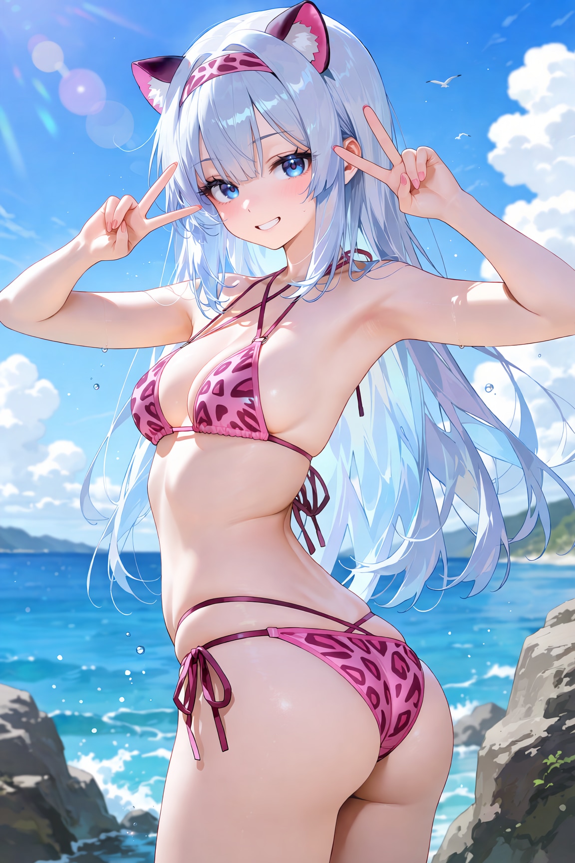 ピンクレオパードの夏猫