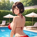 プールで出会った赤ビキニの人妻 8枚目
