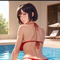 プールで出会った赤ビキニの人妻 2枚目