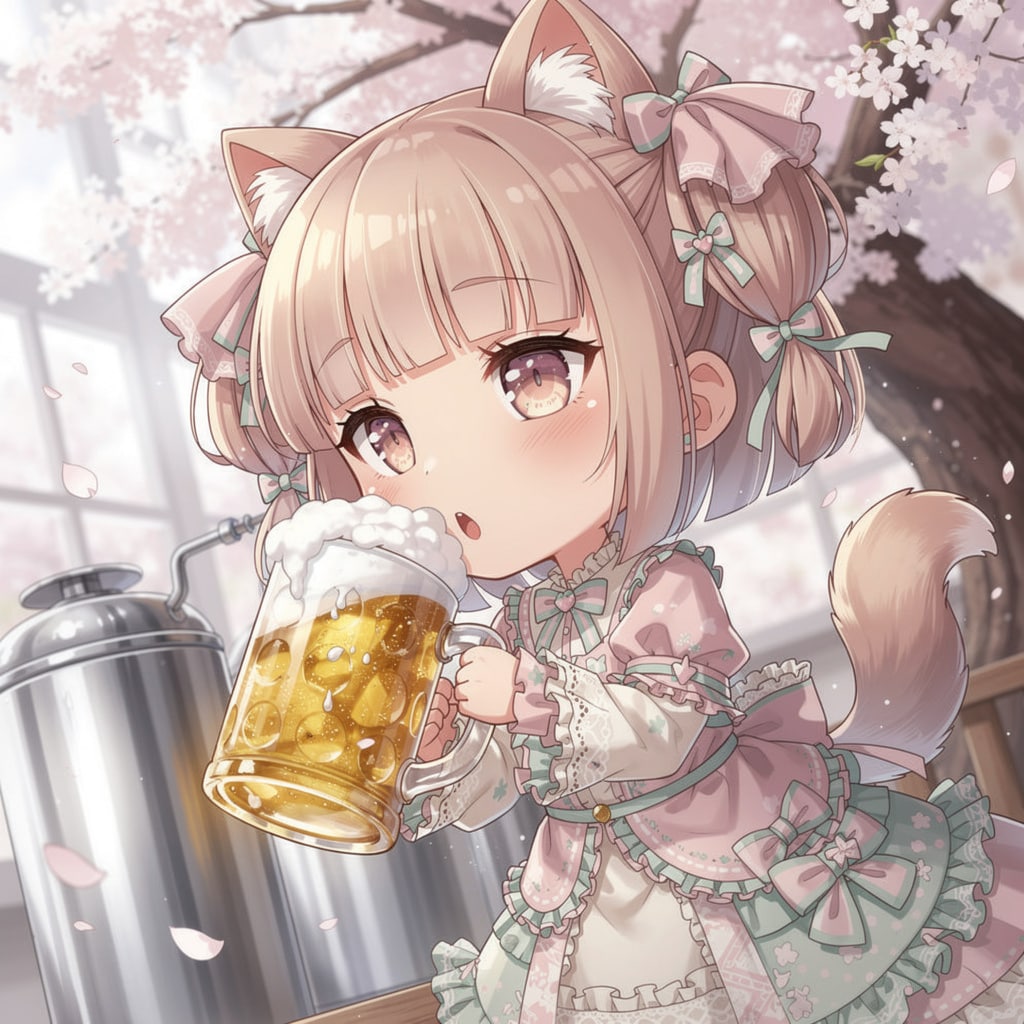 茶ツイにゃん。ビール