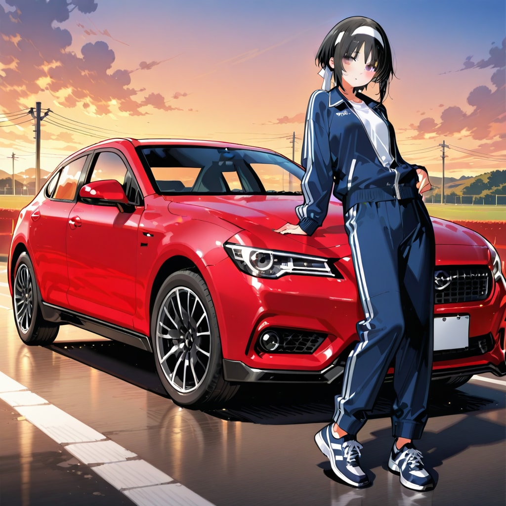 赤いセダンと彼女