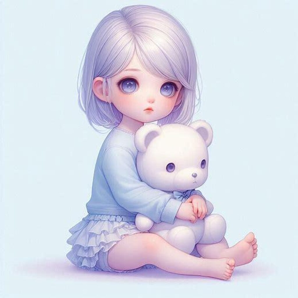 クマのぬいぐるみとちびっこ