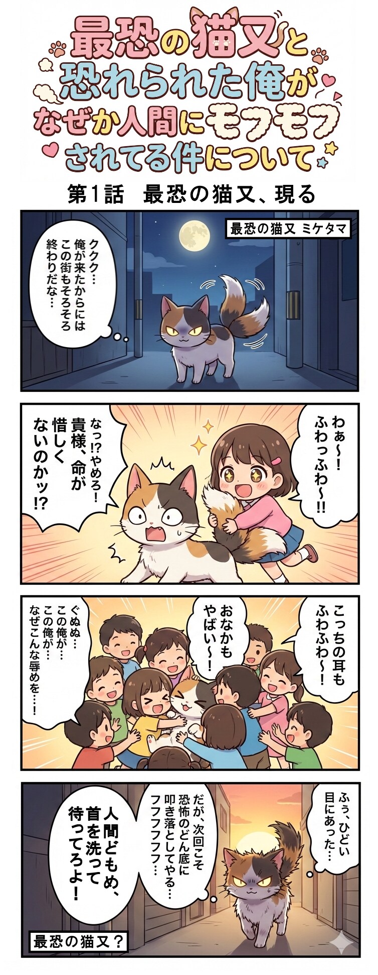 最恐の猫又と恐れられた俺がなぜか人間にモフモフされてる件について（四コマ漫画【たた８】２７の１）