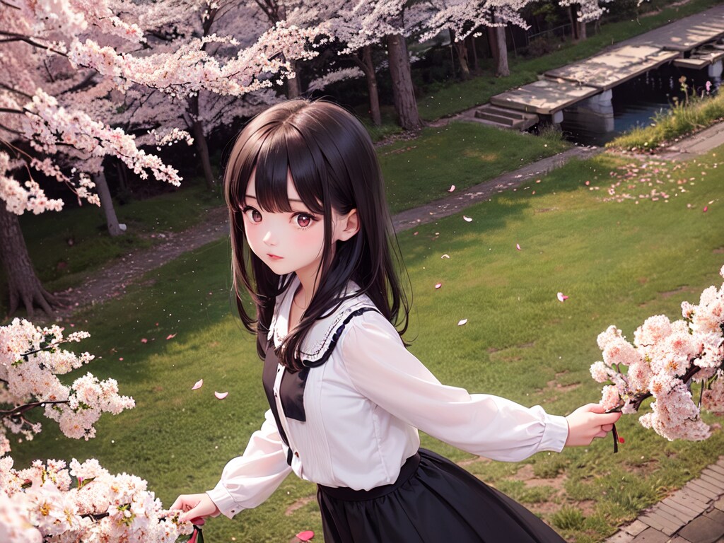 少女と桜