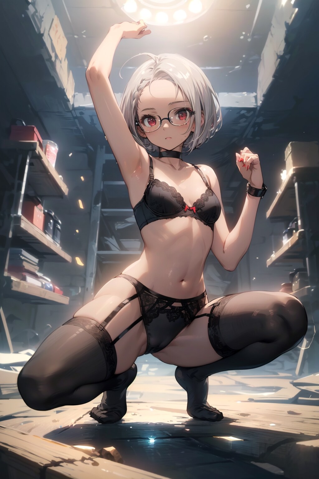 下着の眼鏡っ娘