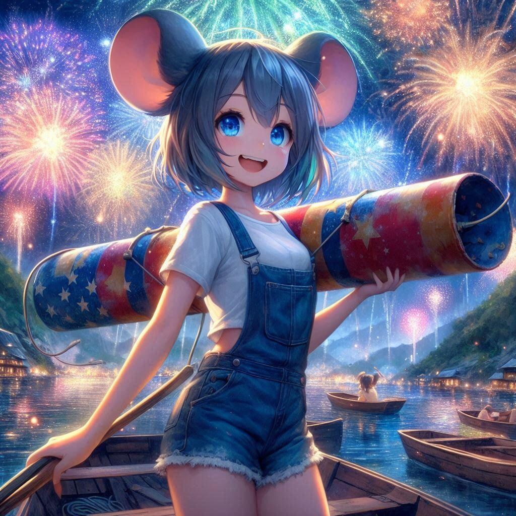 村の花火大会。