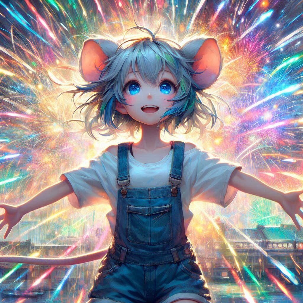 村の花火大会。