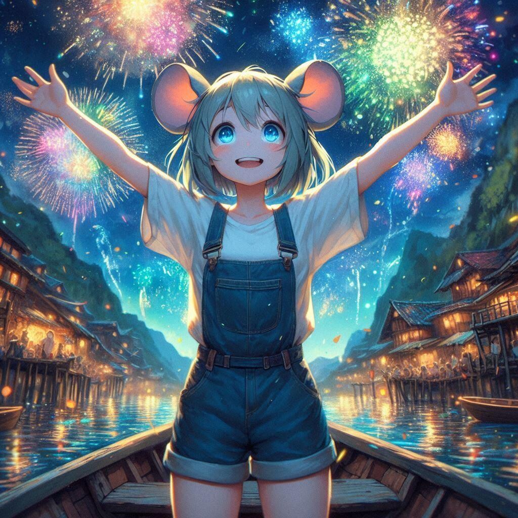 村の花火大会。