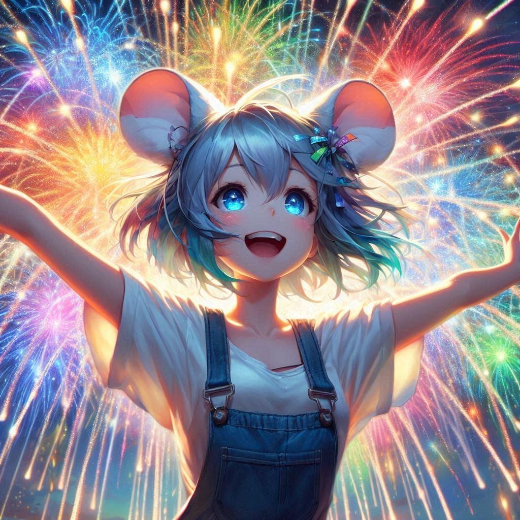 村の花火大会。