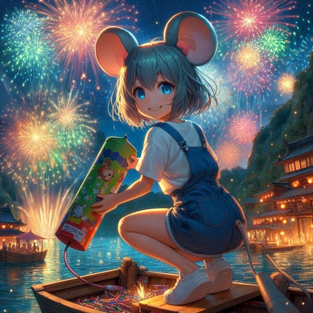 村の花火大会。